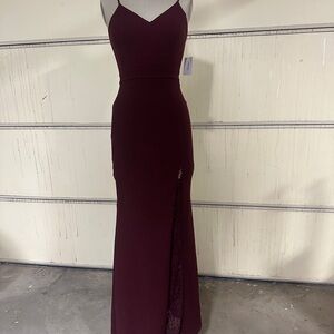 David's Bridal Red Sleeveless Spaghetti Strap Gown